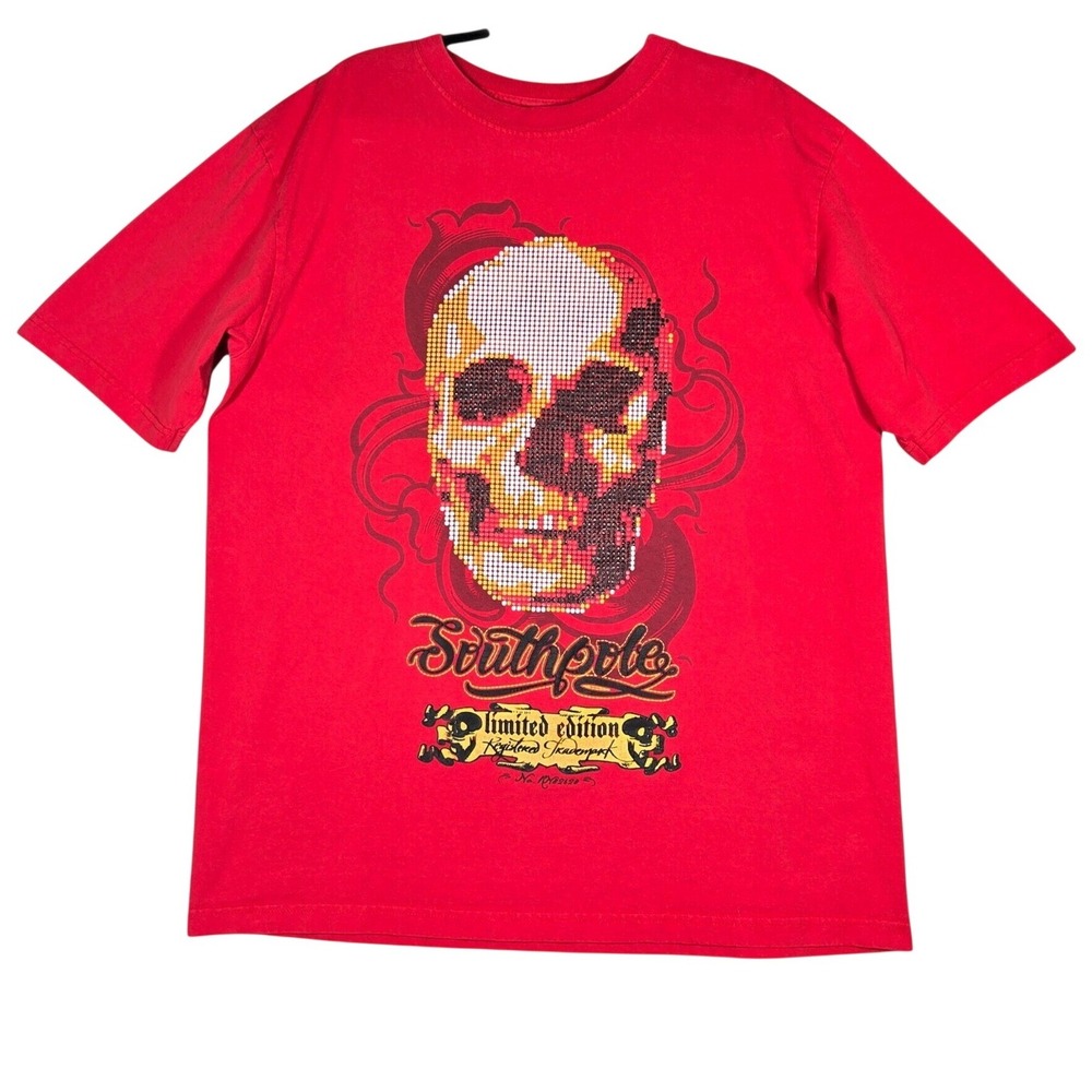 Southpole T-Shirt Mens XL Red Graphic Print Y2K Hip Hop Skater Short Sleeve Tee